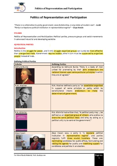 Representation and participation - For More Study Material, Visit ...