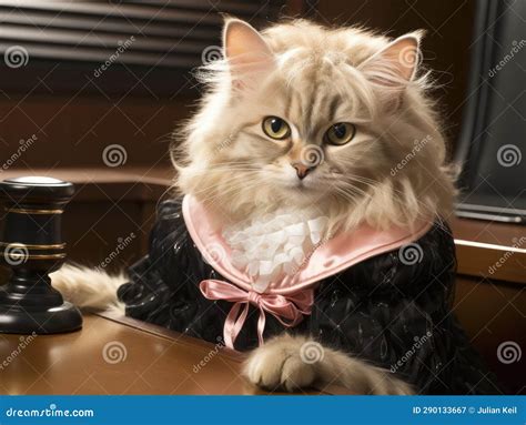 Judge Cat in Wig with Gavel Stock Illustration - Illustration of justice, court: 290133667