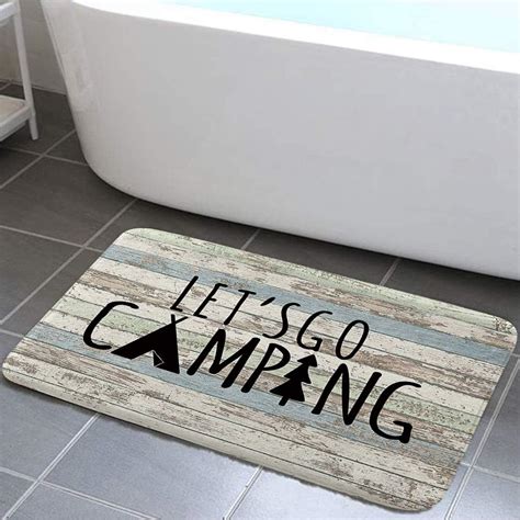 Buy Camping Shower Curtain Retro Rustic Wood Neutral Color for Travel ...