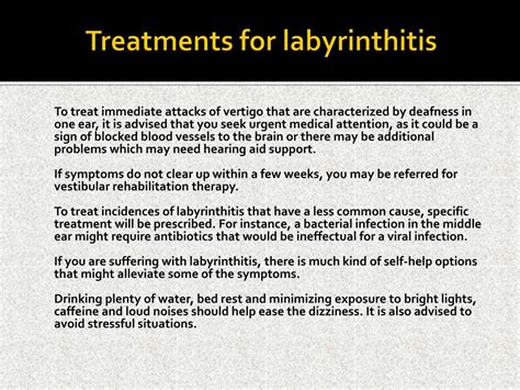 PPT - Labyrinthitis: Causes, Symptoms, Daignosis, Prevention and Treatment PowerPoint ...