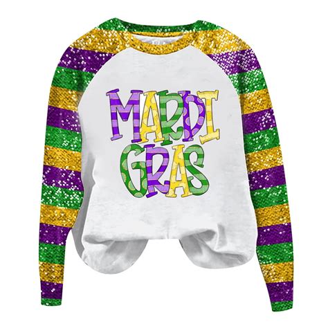 FrzhBrz Mardi Gras T Shirts for Women Mardi Gras Tops for Women Graphic ...