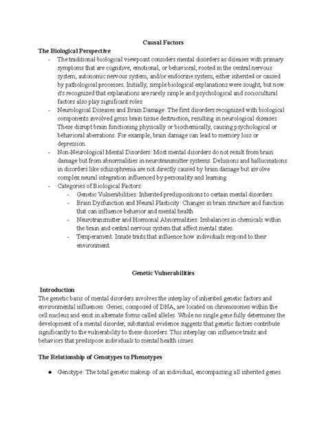 Causal Factors- Biological - Initially, simple biological explanations ...