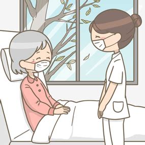 インフルエンザ予防のためマスクを装着した看護師と高齢女性患者さんのイラスト🎨【フリー素材】｜看護roo![カンゴルー]