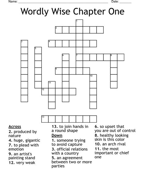 Wordly Wise Chapter One Crossword - WordMint