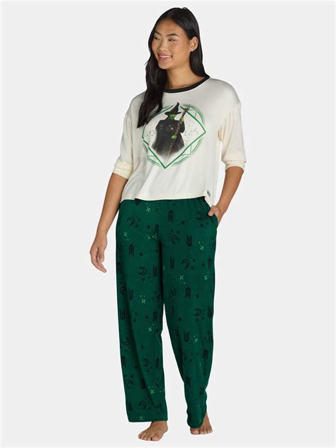 Wicked Women’s and Women’s Plus Elphaba Print Pajama Set, 2-Piece ...