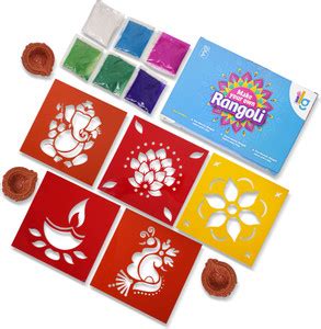 ilearnngrow Diwali DIY Rangoli Kit, Pack Of 8 Rangoli Colors With 5 ...