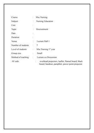 Personal file - Nursing mangement - Bsc Nursing - Studocu
