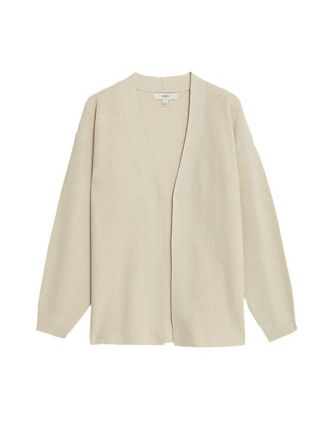 Buy Cotton Rich Ribbed V-Neck Edge to Edge Cardigan at Marks & Spencer