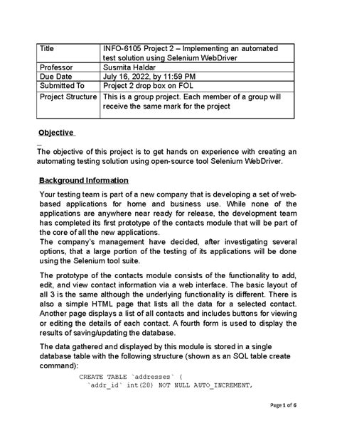 INFO-6105-Project 2-S22 - Title INFO-6105 Project 2 – Implementing an ...