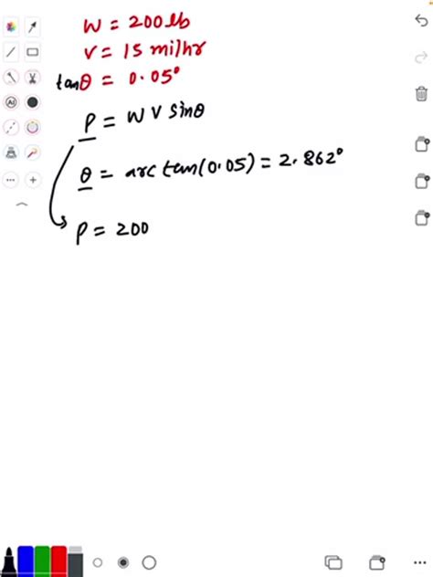 The man and his bicycle together weigh 200 lb. What power P is the man developing in riding up a ...