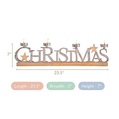 Christmas Lettering Tea Light Holder With Wooden Base Large Online ...