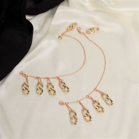 Buy BeAbhika Blush And Bold Chain Heel Wrap (Set of 2) Online