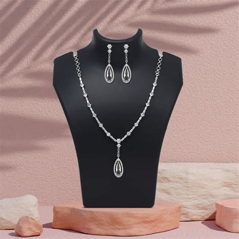 Zircon Necklace | CZ Jewellery Necklace | American Diamond Set