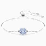 Birthstone bracelet, Square cut, March, Blue, Rhodium plated | Swarovski