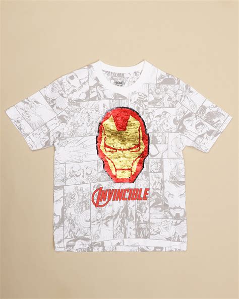 Iron Man Printed Reversible Sequin Regular Fit Tshirt For Boys – Kidsville