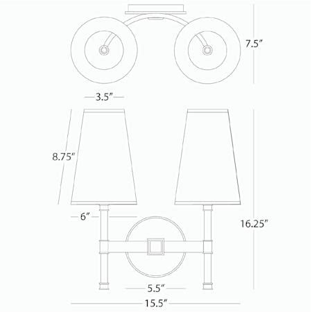 Robert Abbey 593 Voltaire 2 Light 16" Wall Sconce | Ferguson Home
