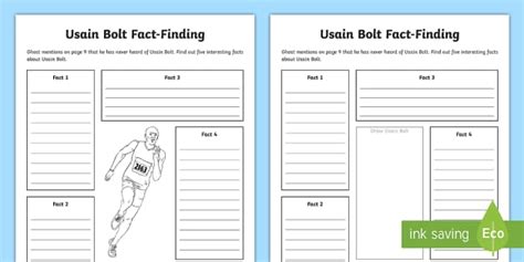 Years 5 and 6 Chapter Chat Usain Bolt Fact-Finding Worksheet / Worksheets
