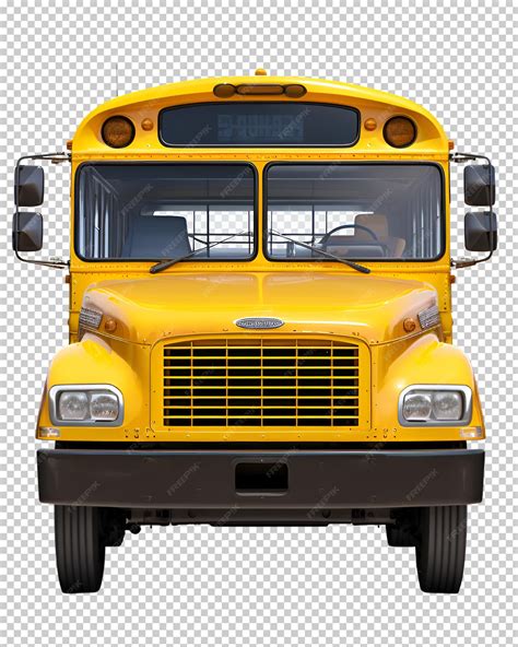 Premium PSD | Yellow school bus front view on isolated transparent ...
