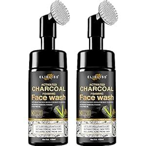 Elibliss Charcoal Foaming Face Wash with Built-In Face Brush for Deep ...
