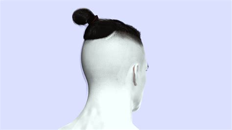 Man Bun -Low Fade Hair Cut 3D Model by khaloui