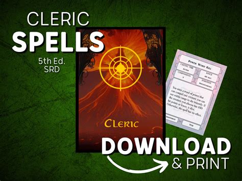 Dnd 5e Spell Cards Pdf for Clerics | Printable Dnd Spell Book | SRD ...