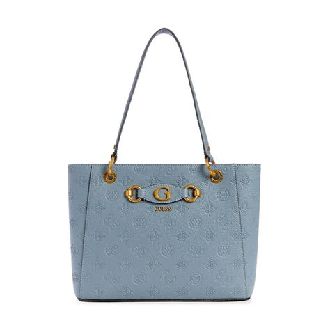 Buy Guess Women Blue Textured Tote Bag With Zip Closure Online