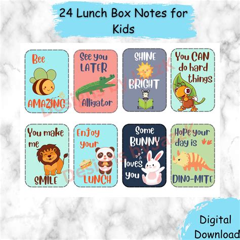 Inspirational Lunch Box Notes for Kids Inspirational Card Set - Etsy