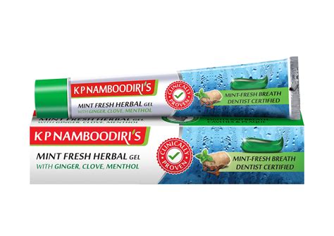 Mint Fresh Herbal Gel Toothpaste (80gm) - Green | K P Namboodiri's