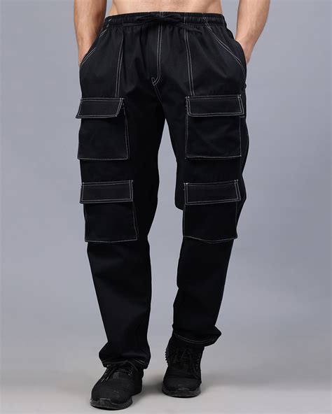 Buy Men's Black Loose Comfort Fit Cargo Pants Online at Bewakoof
