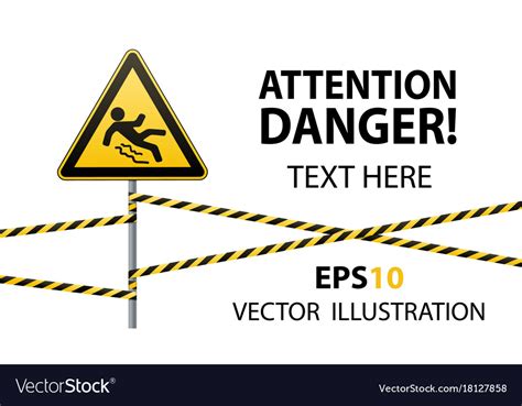 Caution - danger beware of slippery safety sign Vector Image
