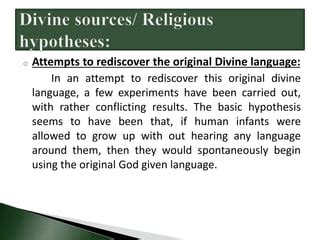 Explain Divine Source Theory of Language Origin 的图像结果