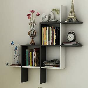 AH HANDICRAFTS Wooden L Shape Rack Shelves Hanging Shelf (BLACK , WHITE ...
