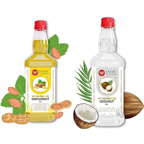 IndicWisdom Wood Pressed Oils (Groundnut Oil 1 Liter - Pack of 2 ...