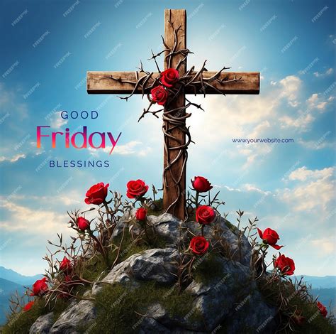 Premium PSD | Good friday concept christian cross with thorns with ...