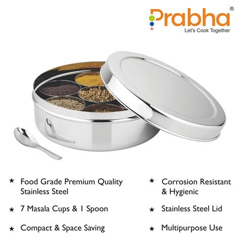 Stainless Steel Golden Spice Box, Masala Dabba Container | PrabhaSteel