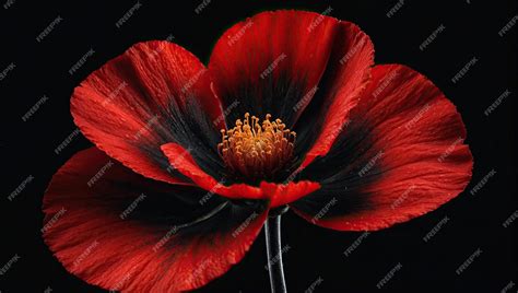 Premium Photo | A red and black flower on a black background