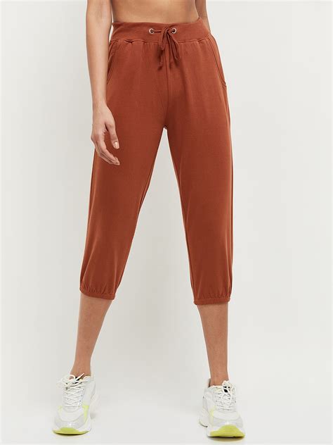 Buy Max Women Brown Solid Regular Fit Cotton Capris - Capris for Women ...