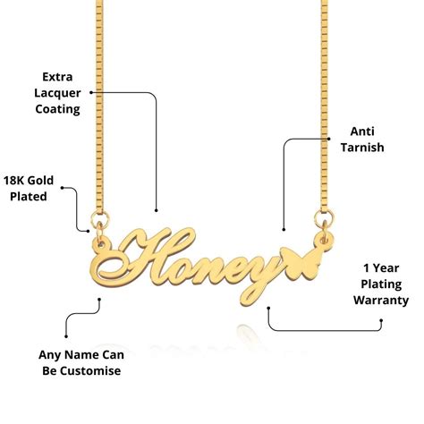 18K Gold Plated Butterfly Name Necklace – Klassy