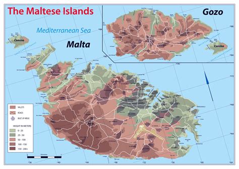 Large detailed physical map of Malta | Vidiani.com | Maps of all countries in one place