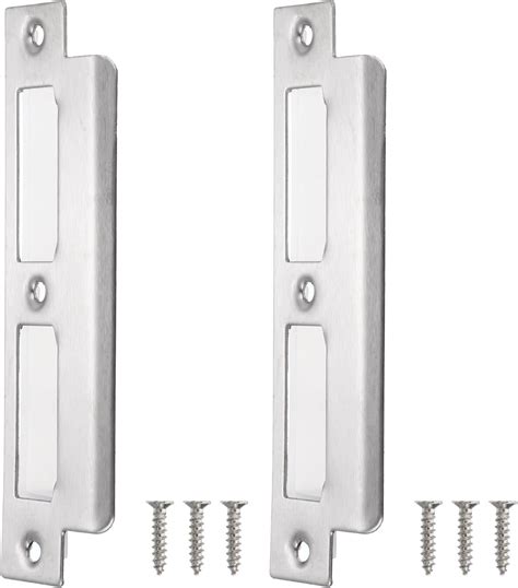 uxcell Door Strike Plate, 2Pcs 155mm x 35mm 201 Stainless Steel Latch ...