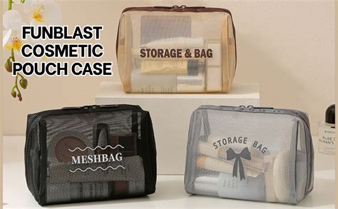 FunBlast Cosmetic Pouch Case - Travel Mesh Makeup Bags, Transparent ...