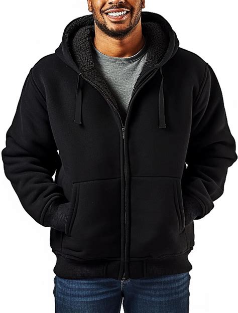 Butygity Sherpa Lined Hoodies for Men Heavyweight Full Zip Up ...