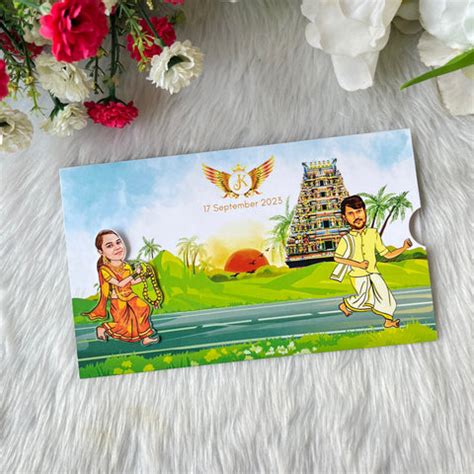 South Indian Caricature Wedding Invitation / Bride chasing Groom Slidi ...