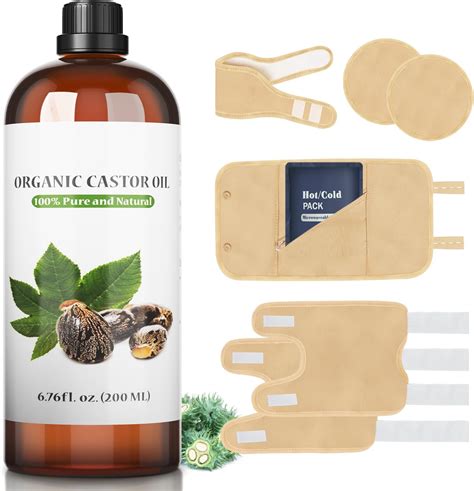 Amazon.com: Taoscare Castor Oil Pack Wrap with Castor Oil Cold Pressed 6.8oz, Gifts for Women, 8 ...