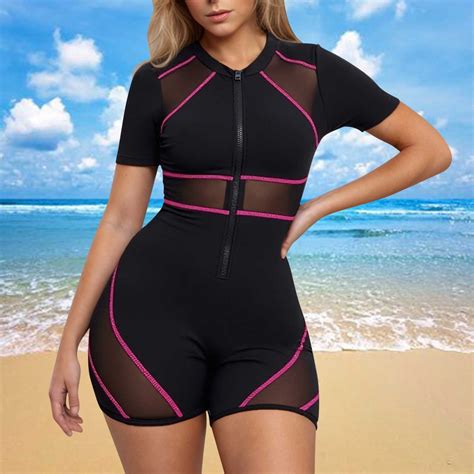 Romper Bathing Suit for Women Swim Suits for Women 2025 Short Sleeve ...