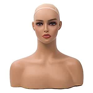 JINGFA Mannequin Head with Shoulder Display Manikin Head Bust for Wigs ...