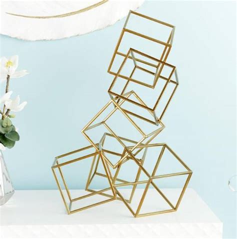 Gold Metal Cubes Sculpture 15"W x 20"H | Steinhafels