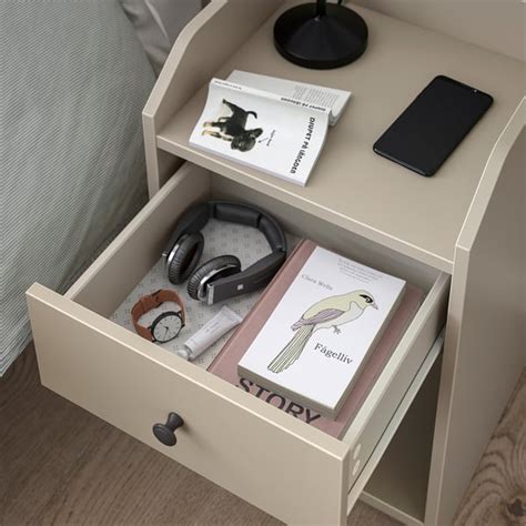 HAUGA bedside table, beige, 40x36 cm (153/4x14") - IKEA