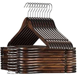 ZEPOLI Wooden Hangers, Solid Wood Shirt Hangers,Dress Coat Jacket ...