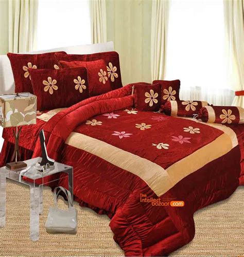 The Intellect Bazaar Satin 500 TC Print Bedding Set (Red, King ...